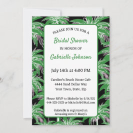 Convites Green Black Palm Tree Modern Summer Shower Party
