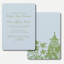 Convites Green Blue Floral Watercolor Wedding