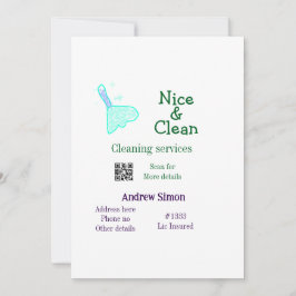 Convites Green blue gitter clean mop add name address q r b