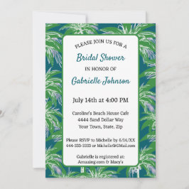 Convites Green Blue Palm Tree Modern Wedding Shower Party
