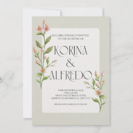 Convites Green Boho Watercolor Botanical Wedding Invitation