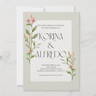 Convites Green Boho Watercolor Botanical Wedding Invitation