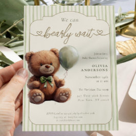 Convites Green Boho We can Bearly Wait Neutral Baby Shower