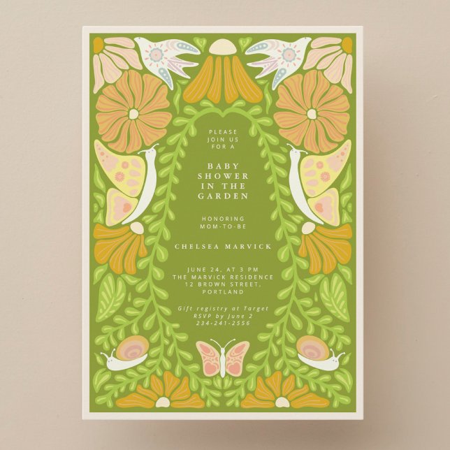 Convites Green Botanical Garden Baby Shower Invitation (Criador carregado)