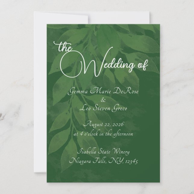 Convites Green Botanical Wedding Invitation (Frente)
