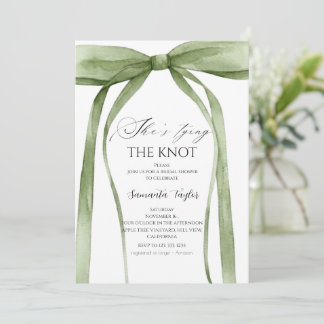 Convites Green Bow She's Tying the Knot Bridal Shower