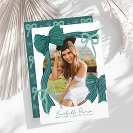 Convites Green Bows Photo Graduation Announcement