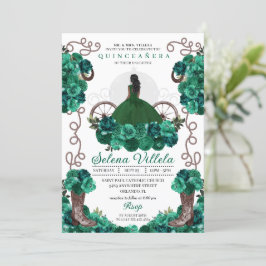 Convites Green Charra Princess Cowgirl Boots Quinceañera