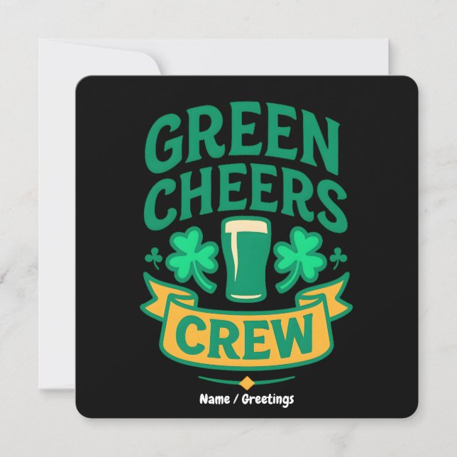 Convites Green Cheers Crew Fun St Patrick’s Day Celebration (Frente)
