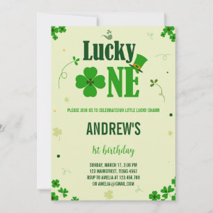 Convites Green Clover Lucky One Primeiro Aniversário