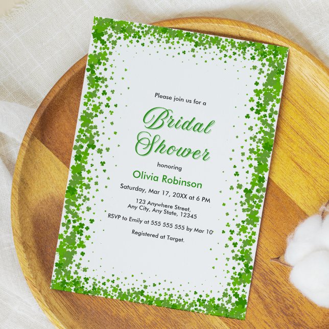 Convites Green Clover St Patrick's Day Irish Bridal Shower  (Green Clover St Patrick's Day Irish Bridal Shower Invitation  )