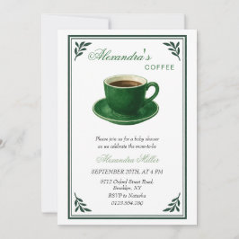 Convites Green Coffee Cup Designer Baby Shower