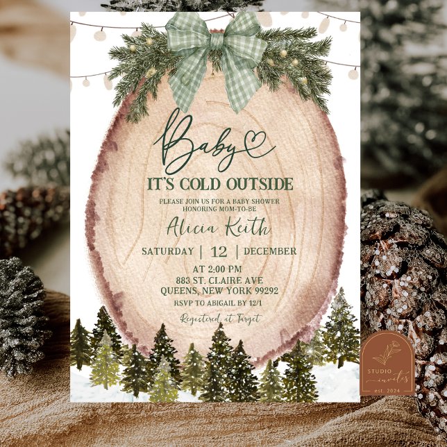 Convites Green Coquette Rustic Winter Forest Baby Shower (Criador carregado)