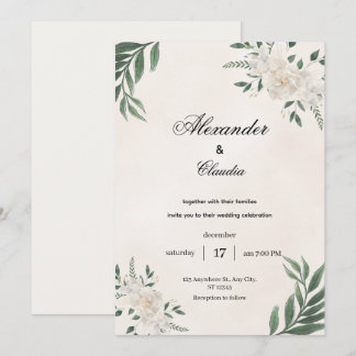 Convites Green & Cream Botanical Wedding,