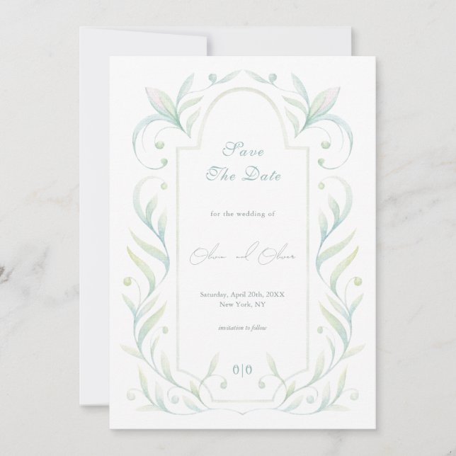 Convites Green Deixa Casamento Salvar Data (Frente)