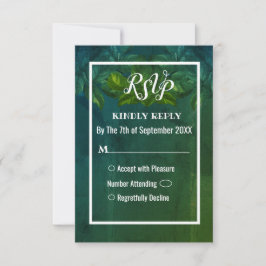 Convites Green deixa placa RSVP de Casamento vintage Russo