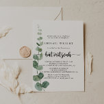 Convites Green Delight Eucalyptus Calliographic Bat Mitzvah<br><div class="desc">Este convite de eucalipto caligrafia é perfeito para um simples morcego mitzvah. A design apresenta galhos e folhas botânicas elegantes e desenhadas a aquarela e desenhadas à mão.</div>