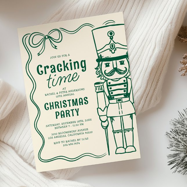 Convites Green Doodle Nutcracker Christmas Holiday Party (Criador carregado)