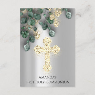 Convites Green Dourado Silver, primeira Sagrada Cruz Comuni