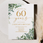 Convites Green Eucalyptus Gold 60th Birthday Party<br><div class="desc">This is a Green Eucalyptus Gold 60th Birthday Party Invitation!</div>
