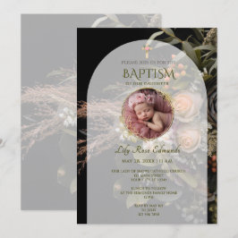 Convites Green Fall Floral Baptism 