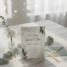 Convites Green Feminine Floral Watercolor Wedding Invitatio