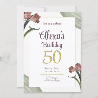 Convites Green Floral Birthday