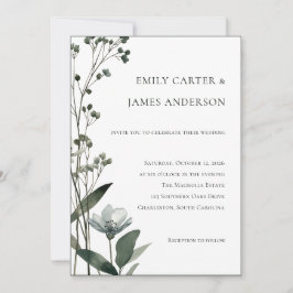 Convites Green Floral Botanical Wedding