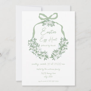 Convites Green Floral Crest Easter Hunt & Brunch Convidam