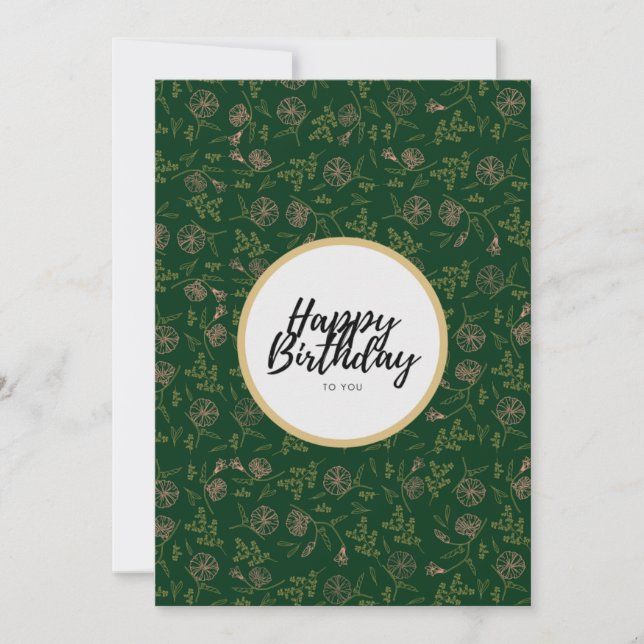 Convites Green Floral Happy Birday para você (Frente)