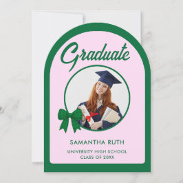 Convites Green Gingham Bow Arch Photo Graduation Party