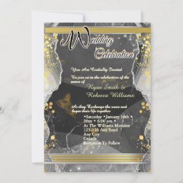 Convites Green & Gold Marble Flat Card 
