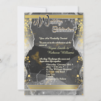Convites Green & Gold Marble Flat Card 
