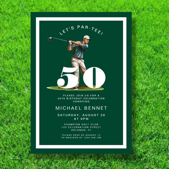 Convites Green Golf 50th Birthday Invitation (Green Golf 50th Birthday Invitation)