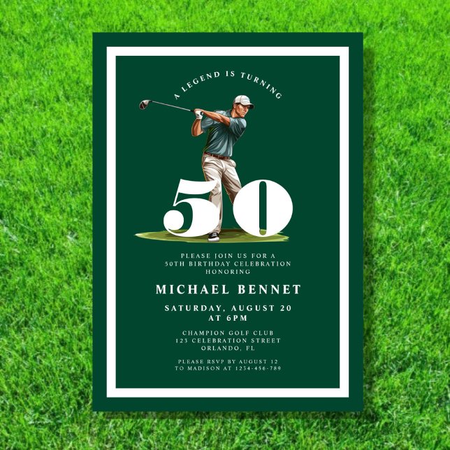 Convites Green Golf 50th Birthday Invitation (Green Golf 50th Birthday Invitation)
