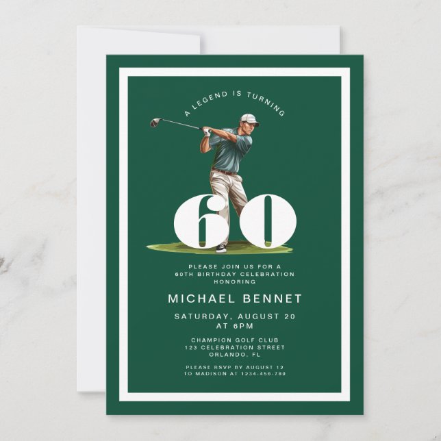 Convites Green Golf 60th Birthday Invitation (Frente)