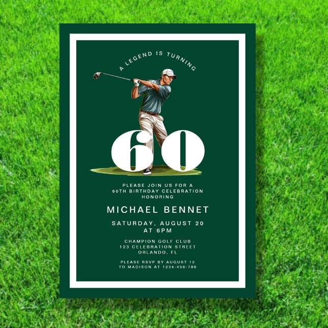 Convites Green Golf 60th Birthday Invitation (Green Golf 60th Birthday Invitation)