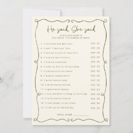 Convites "Green Hand Drawn" Ele disse que ela disse "Game C