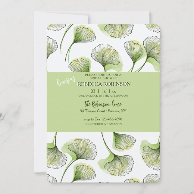 Convites Green Leaf Pattern Invitation (Frente)