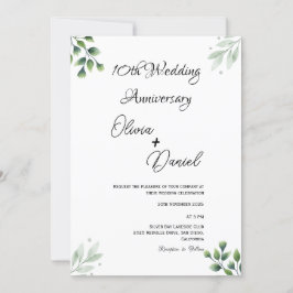 Convites Green Leaf' Standard 10th Wedding Anniversary
