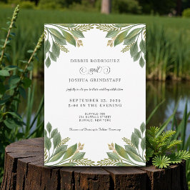 Convites Green Leaves Greenery Wedding Invitation