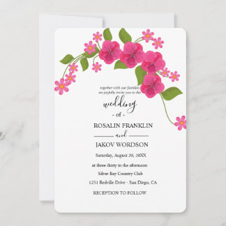 Convites green & light magenta floral wedding