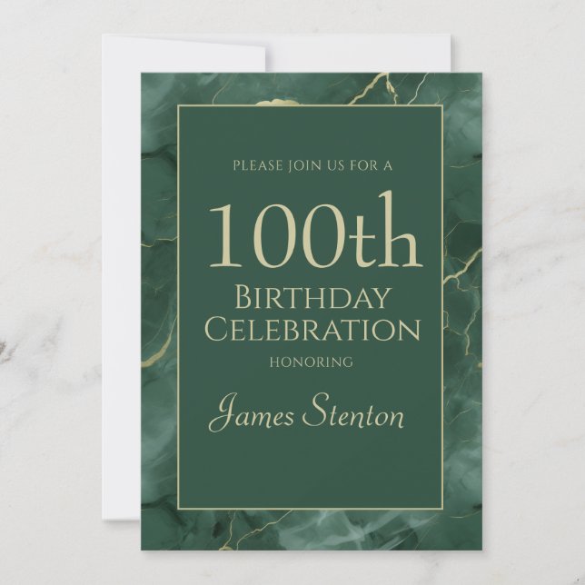 Convites Green Marble 1000th Birthday (Frente)