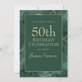 Convites Green Marble 50th Birthday