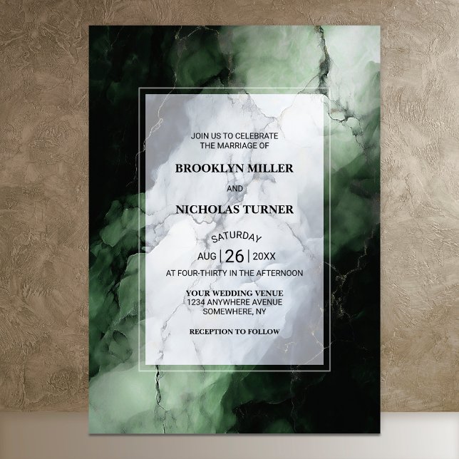 Convites Green Marble Wedding (Criador carregado)