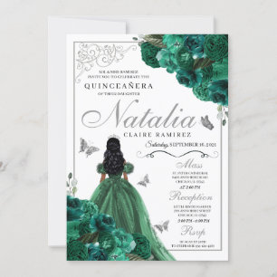 Convites Green Mis Quince Anos Princess Dress Butterflies