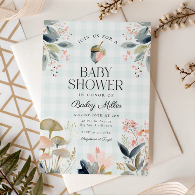 Convites Green Mushroom Woodland Baby Shower (Criador carregado)