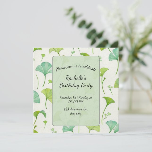 Convites Green Nature Craft | Botanical Scrapbook (Em pé/Frente)
