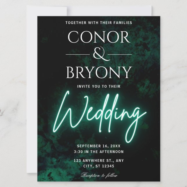 Convites Green Neon Wedding (Frente)
