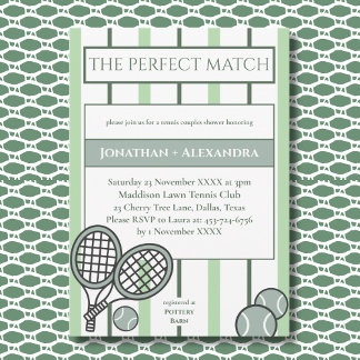 Convites Green Perfect Match Tennis Couples Bridal Shower
